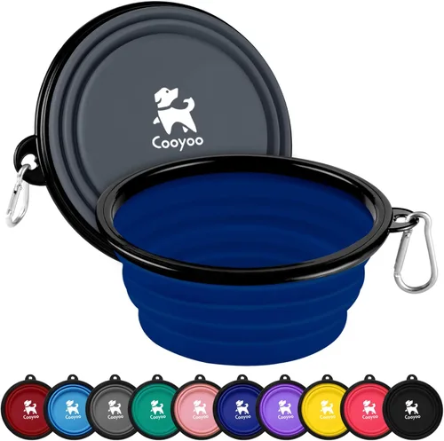 Vista 15 de COOYOO Cuenco plegable para perros, paquete de 2 cuencos plegables para agua para perros y gatos, plato portátil para alimentación de mascotas