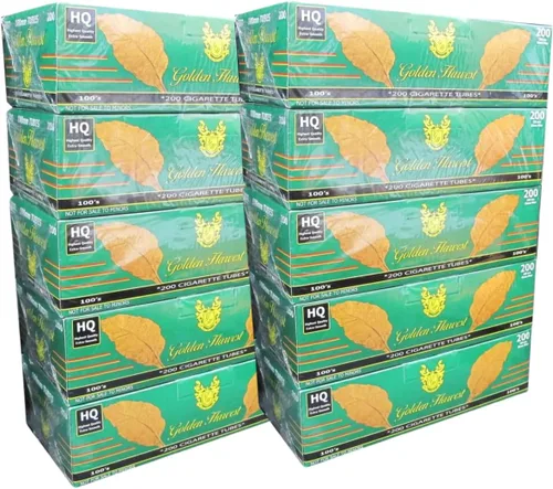 Vista 4 de Golden Harvest - Tubos para cigarrillos de color azul claro de 3.937 in, 200 unidades por caja, 2000 tubos RYO (paquete de 10)