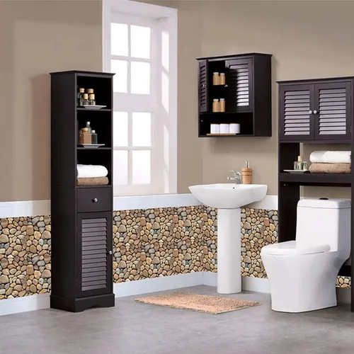 Vista 3 de Paneles de pared 3D de rocas, 10 unidades, paneles de pared 3D autoadhesivos, papel tapiz 3D de PVC para decoración de pared interior, baño