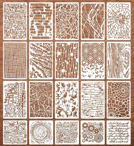 Vista 8 de Plantillas para manualidades, plantillas de textura reutilizables, plantilla geométrica para pintar en madera, muebles, tarjeta, lona, papel, álbum