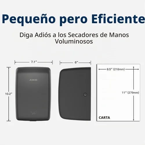Vista 3 de AIKE Secador de manos compacto Jet, 1350W 120V UL aprobado acero inoxidable Negro