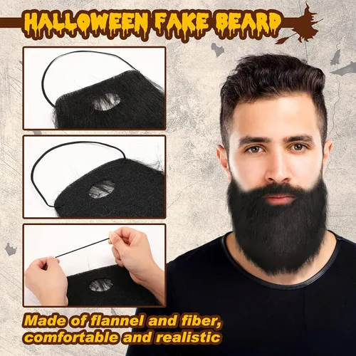 Vista 2 de Syhood 32 piezas de bigotes falsos para Halloween, autoadhesivas, bigote de barba, accesorios de mascarada de Navidad