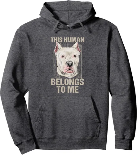 Vista 4 de THIS HUMAN BELONGS TO ME, says the Dogo Argentino dog Pullover Hoodie