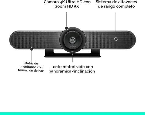 Vista 7 de Logitech MeetUp - Sistema de videoconferencia, Ultra HD 4K/1080p/720p, 3 micrófonos/altavoces ajustables, amplio campo de visión de 120°