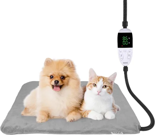 Vista 8 de Almohadilla térmica para mascotas para gatos y perros pequeños con 12 temperaturas ajustables, impermeable y resistente a las mordidas, almohadilla
