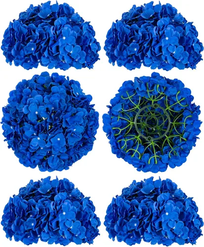 Vista 14 de BLOSMON Hydrangea Artificial Flowers Ball Centerpieces for Wedding, 6 Pcs Borgoña