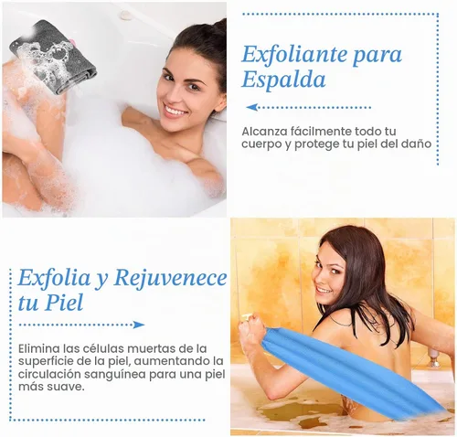 Vista 5 de Moukeren Juego de 4 esponjas exfoliantes para la espalda con mangos, nylon, esponjas exfoliantes de longitud extendida para la espalda, lavables