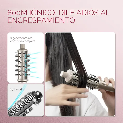 Vista 6 de TYMO STYLUX PRO - Cepillo térmico para rizar, voluminizador redondo calentado de 1.5 pulgadas, alisador de pelo y rizador 2 en 1, iones negativos