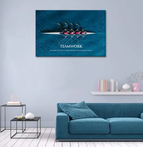 Vista 2 de KLVOS Lienzo inspirador para el éxito de trabajo en equipo, arte para la pared, con marco motivacional, autopositivo, para oficina, galería, arte