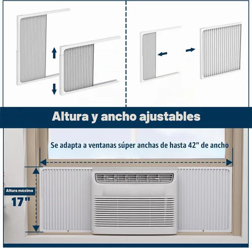 Vista 3 de Paneles laterales de aire acondicionado de ventana ajustables con juego de marco, paneles laterales de CA extra anchos para unidades de CA de 5000 a