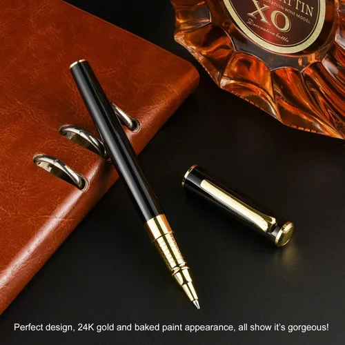 Vista 3 de YIVONKA Bolígrafo de lujo, línea de recambio negra, ancho de 0.02 pulgadas, el mejor regalo de bolígrafo de oficina para hombres y mujeres, Negro