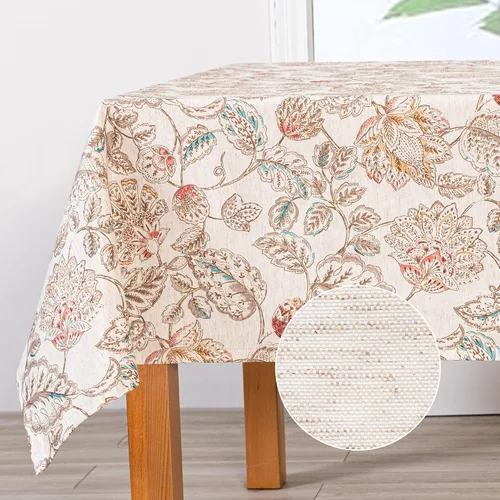 Vista 18 de MYSKY HOME - Mantel para mesa rectangular, impermeable, manteles de algodón suave para interior/exterior, mantel sin arrugas para mesa rectangular