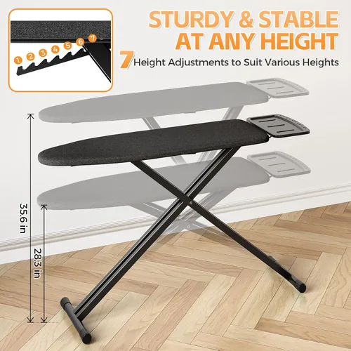 Vista 3 de APEXCHASER Tabla de Planchar de Tamaño Completo, Conjunto de Tabla de Planchar y Plancha con Altura Ajustable, Tablas de Planchar Plegables