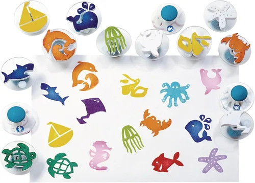 Vista 10 de Colorations Easy Knob Grip Stamper Sellos de Animales, Selva, Doméstico, Tropical, 14 Sellos, 2 pulgadas x 3 pulgadas, Narración de Cuentos