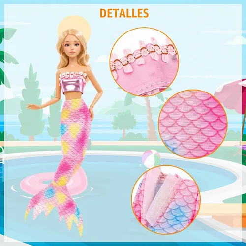 Vista 5 de Juego de 30 piezas de ropa y accesorios para muñecas de 11.5 pulgadas
