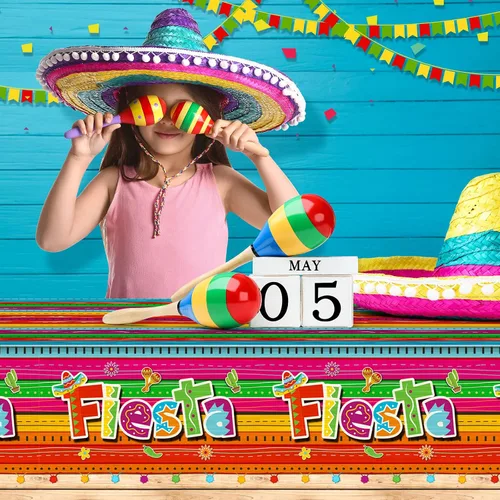 Vista 7 de Mantel de 3 piezas de decoración de fiesta mexicana, mantel de plástico impreso con Cinco de Mayo para fiesta, taco, noche, cumpleaños y suministros
