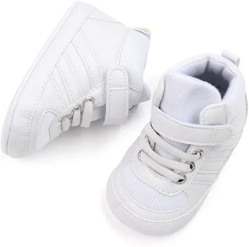 Vista 2 de Sekantrol Zapatos de cuna para recién nacidos y niñas, para primer andador, suela de goma suave, zapatos de moda para bebés, mocasines de vestir
