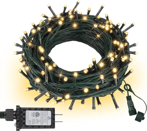 Vista 13 de Luces de cuerda de Halloween de 100 LED, 33 pies, luces titilantes naranjas y moradas con 8 modos, impermeables para decoración de fiesta