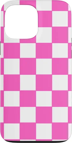 Vista 23 de Funda de tablero de ajedrez clásica a cuadros rosa y blanco para iPhone 16