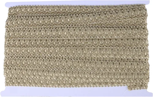 Vista 4 de Gimp - Ribete de trenza, 0.7 pulgadas / 10M (10.9 yardas) Ribete de tela para cortinas, tapicería, costura, manualidades DIY a mano, disfraces y Oro