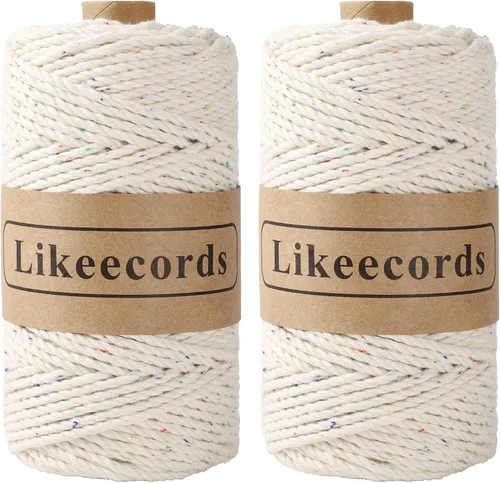 Vista 37 de Likeecords Cordón de algodón para macramé de 3mm x 100 metros, hilo torcido de 3 hebras, cuerda de macramé, hilo de algodón para macramé, cuerda
