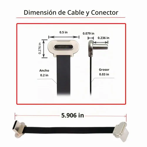 Vista 4 de xiwai Cable de carga USB-C corto en ángulo macho a macho de 5.9 in ultra