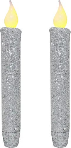 Vista 14 de CVHOMEDECO. Velas LED sin llama con purpurina parpadeantes que funcionan con pilas, con temporizador para el hogar, boda, Halloween, decoración