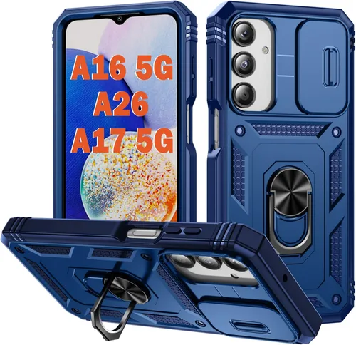 Vista 165 de PASNEW Funda militar para iPhone 13 Pro Max, cubierta de cámara deslizante y soporte de anillo de metal de 360°, carcasa rígida multicapa resistente