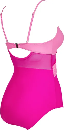 Vista 4 de OMKAGI Traje de baño de una pieza entrecruzado frontal para mujer, cuello en V, malla con control de abdomen