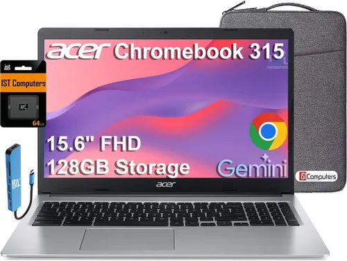 Vista 10 de Acer Chromebook 315 - Computadora portátil, 15.6 pulgadas de FHD, Intel
