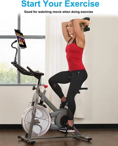 Vista 2 de Peloton - Soporte para tableta de cuello de cisne para bicicleta giratoria, soporte para manubrio de bicicleta estática para bicicleta estacionaria