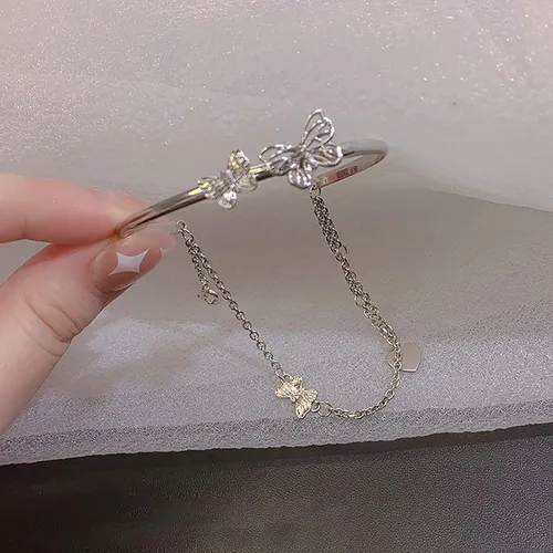 Vista 7 de Pulsera de mariposa abierta para mujer color plateado acero inoxidable plateado talla única