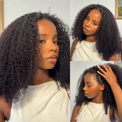 Vista 8 de WENYAN Peluca de cabello humano ondulado profundo con diadema de 20 Negro (Natural Black)