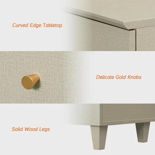 Vista 5 de WAMPAT Cómoda pequeña para dormitorio, cómoda de madera moderna de 35.4 pulgadas para armario organizador de almacenamiento con 3 compartimentos