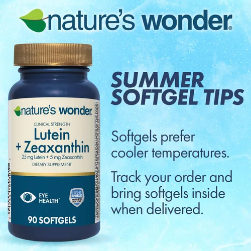 Vista 7 de Nature's Wonder Luteína de fuerza clínica 25 mg con zeaxantina 5 mg cápsulas blandas para adultos, apoya la visión y la salud ocular, sin gluten