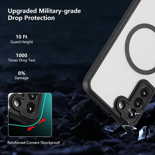 Vista 3 de RALEAVO - Funda magnética para Samsung Galaxy S22 [Compatible con Magsafe], cubierta mate y brillante delgada, parte trasera de policarbonato duro