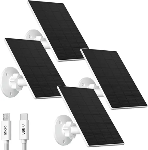 Vista 9 de FUTUREZEN Panel solar de 2 W para cámaras de seguridad, cargador solar de 5 V para cámaras de batería recargable con puertos micro USB y USB-C