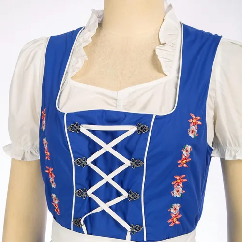 Vista 7 de JASAMBAC - Disfraz de Dirndl alemán para mujer, 3 piezas para Oktoberfest Carnaval