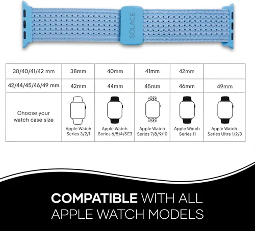 Vista 2 de Solace Sport Adapt - Correas para Apple Watch, nailon transpirable con cierre magnético, correa unisex para reloj inteligente, correa para Apple