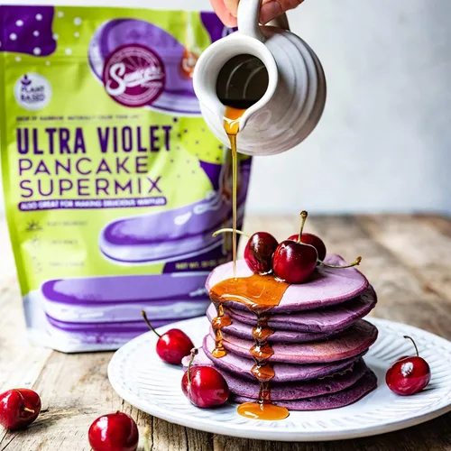 Vista 7 de Suncore Foods Mezcla ultra violeta para panqueques y waffles, 20 onzas, a base de plantas, vegana Mezcla natural para panqueques, gofres y crepé