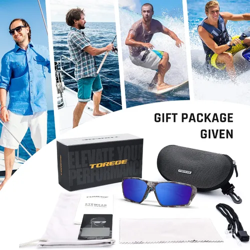 Vista 6 de TOREGE Lentes de sol deportivos polarizados para hombres y mujeres, para tiro, ciclismo, correr, golf, pesca, lentes duraderos TR36