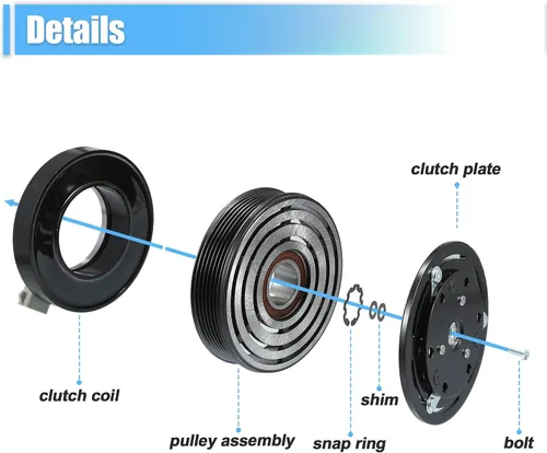 Vista 5 de uxcell juego de embrague para compresor de aire acondicionado reemplazable para reparación de embrague de Ford F-150 1997-2006