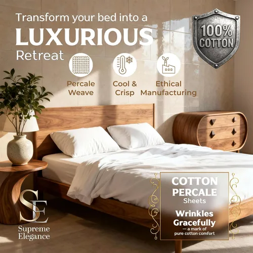 Vista 2 de Purity Home - Juego de sábanas 100% algodón de 400 hilos, percal refrescante, con bolsillo profundo elástico, ropa de cama de 3 piezas, lujo