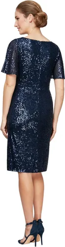 Vista 2 de Alex Evenings Vestido corto con nudo frontal para mujer