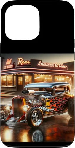 Vista 24 de Classic Hot Rod Retro Vintage Custom Hotrod Car Illustration Case for iPhone 17