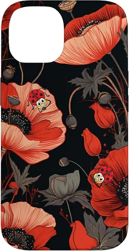 Vista 4 de Poppy Flower Ladybug Red & Black Pattern Case for iPhone 17