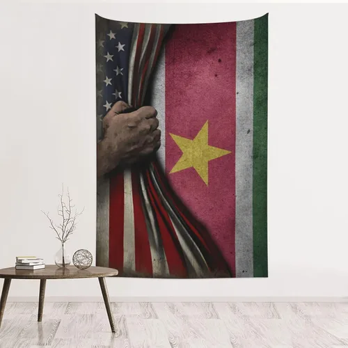 Vista 15 de Tapiz de mitad de bandera estadounidense y mitad de bandera de Nicaragua, 60 x 40 pulgadas, divertido tapiz estético, arte de pared para dormitorio