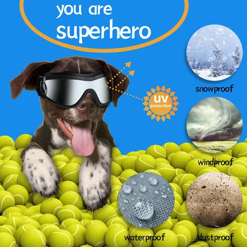 Vista 6 de Gafas de Sol para Perros Gafas Protectoras para Perros, Protección UV, Protección contra Viento, Polvo, Niebla, Gafas para Mascotas, Protección