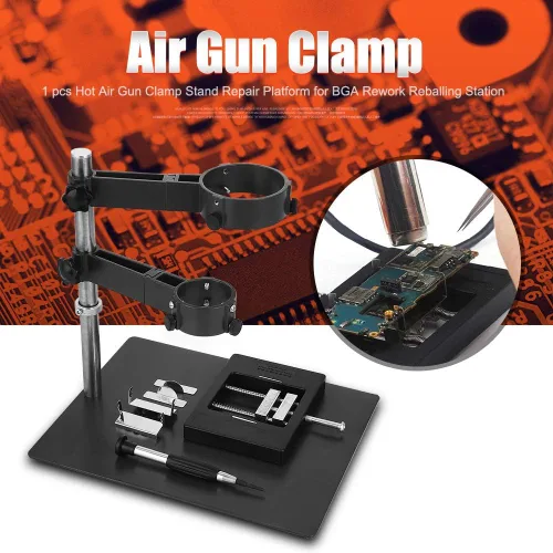 Vista 2 de ViaGasaFamido Soporte de pistola de mano de aire caliente con dos accesorios, soporte de abrazadera de pistola de aire caliente, accesorio ajustable