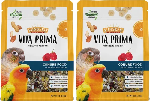 Vista 9 de Sunseed Vita Prima Conure Food - Mezcla rica en nutrientes con frutas, verduras y semillas que apoya plumas, ojos y energía activa saludables